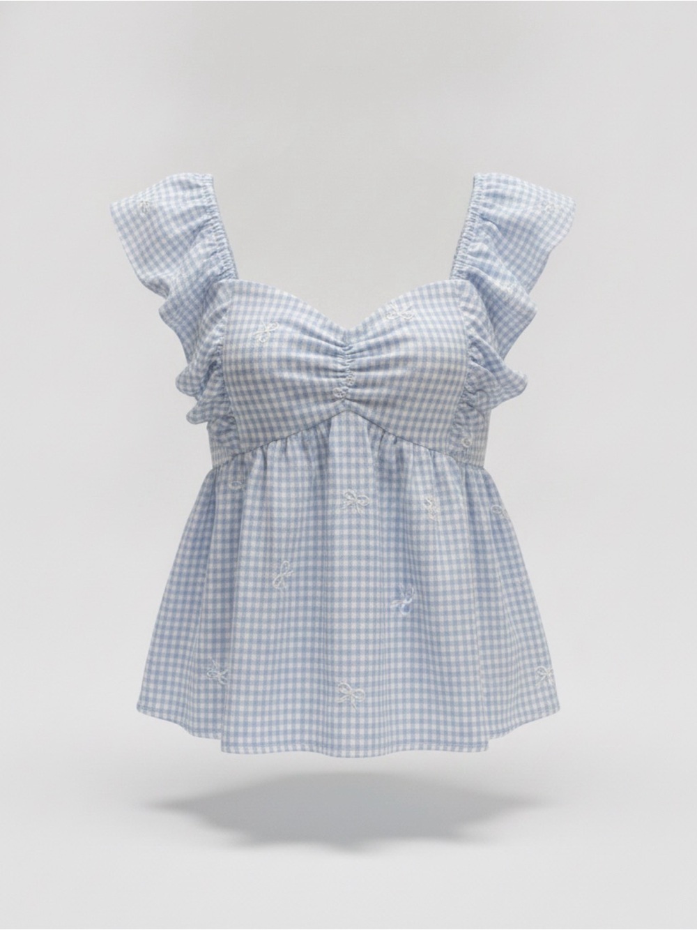 NewVine Blue Gingham Bow Back Babydoll Top | NWT Style | Size Medium